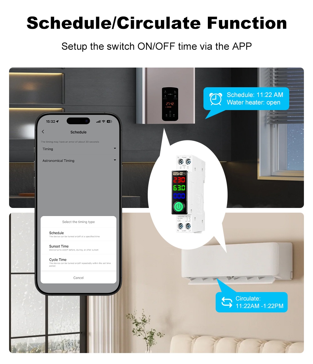 เบรกเกอร์ WiFi ยี่ห้อ Manhot พ - Energy Monitor Meter บทวิจารณ์และราคา