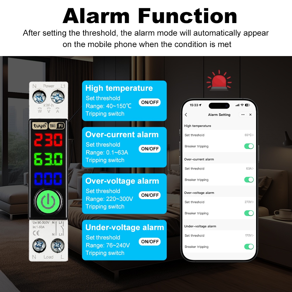 เบรกเกอร์ WiFi ยี่ห้อ Manhot พ - Energy Monitor Meter บทวิจารณ์และราคา