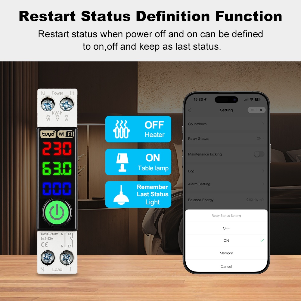 เบรกเกอร์ WiFi ยี่ห้อ Manhot พ - Energy Monitor Meter บทวิจารณ์และราคา